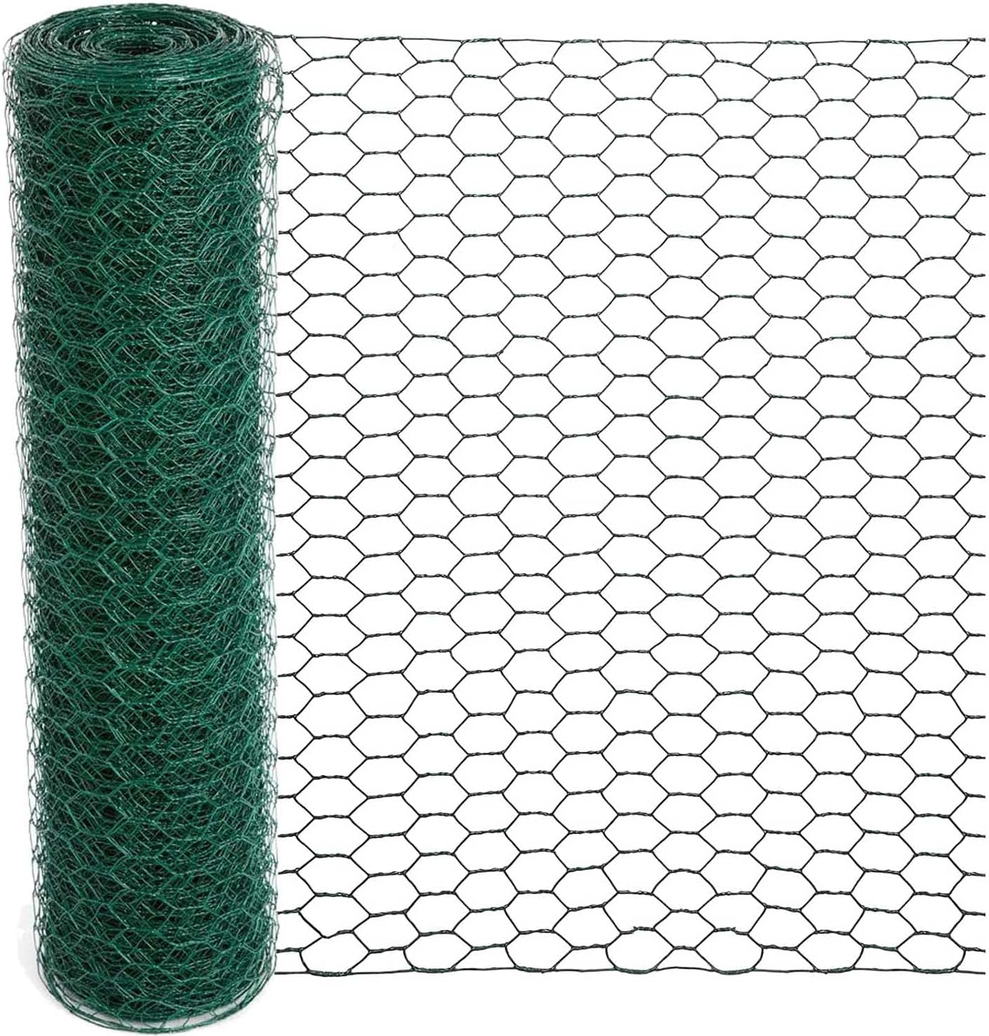 Green PVC Coated Floral Wire Mesh Roll – 15.7" × 157" Hexagonal Chicken Wire for Floral Arrangements, DIY Crafts & Garden Protection
