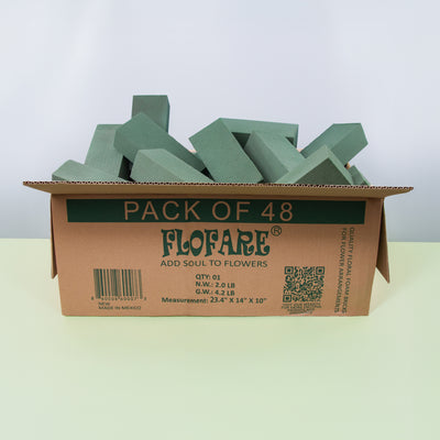 Bulk Pack of 48 Floral Foam Blocks (7.8” L x 3.5” W x 2.4” H), Wet & Dry Foam for Flower Arrangements