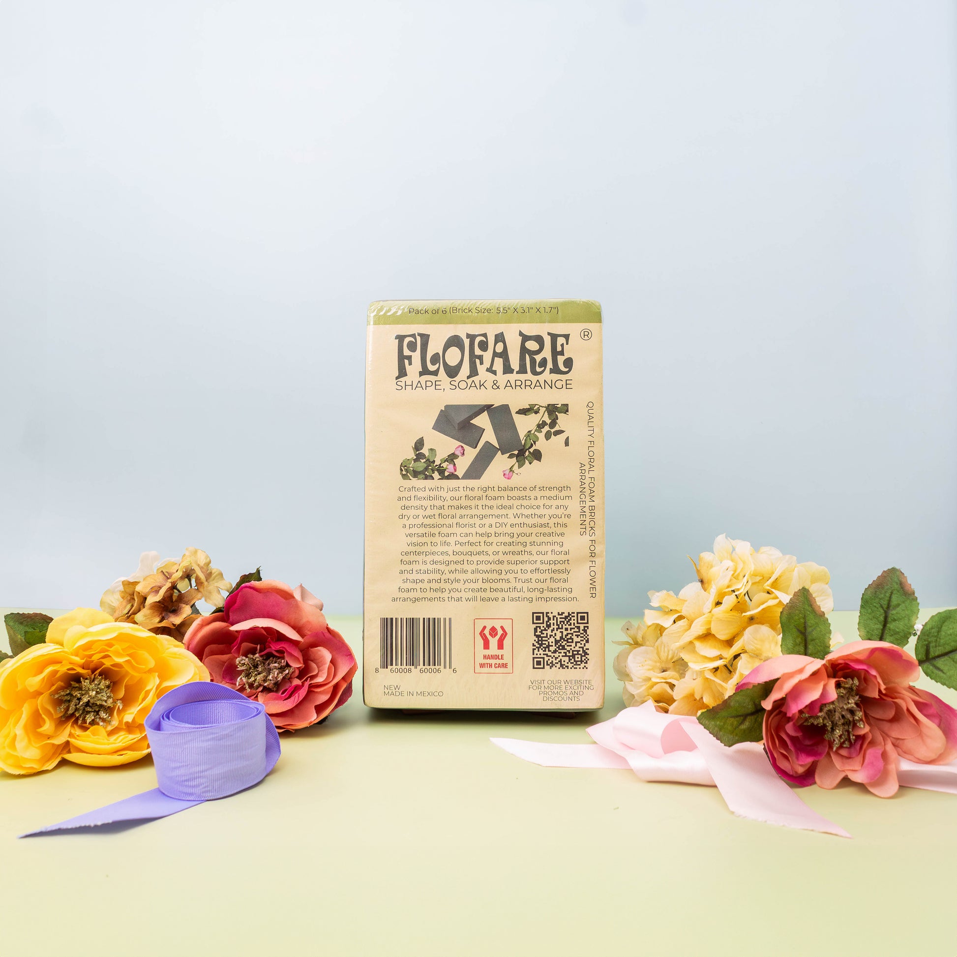 Pack of 6 green floral foam blocks for flower arrangements and crafts