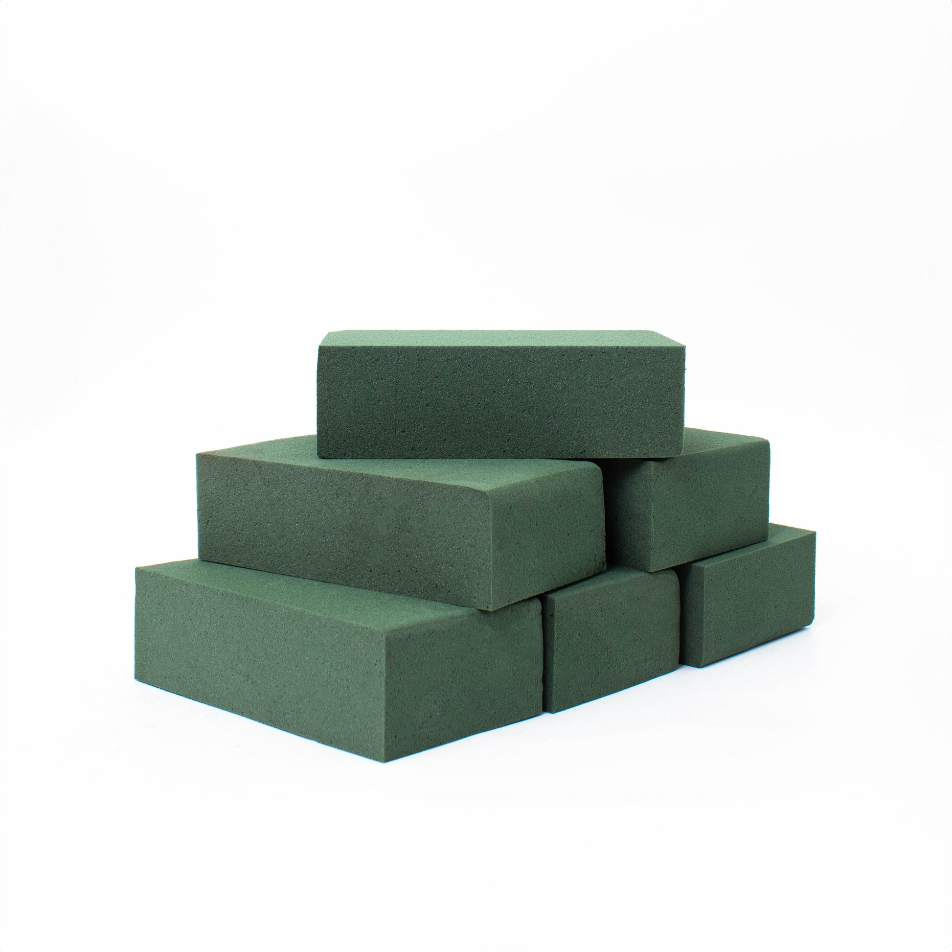 Pack of 6 green floral foam blocks measuring 5.5 x 3.1 x 1.7 inches for flower arrangements and craft projects