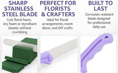 Professional Floral Foam Knife – 14.2" Florist Cutting Knife for Flower Foam Blocks, Craft Foam & Utility Cutting Tool (Light Purple Handle)