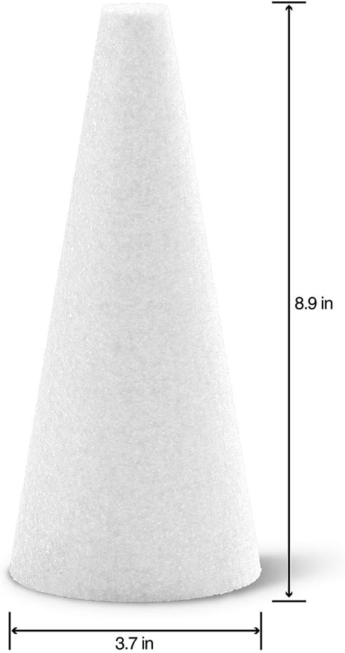 Craft Foam Cones – White SolidCore (XPS) Foam Cones for Crafts, Decorations & Event Displays (2.75"×6", 2.8"×7.9", 3.8"×11.9", 3.8"×15", 4.75"×17.9", 9"×4", 12"×5")