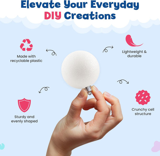 Craft Foam Balls – White SolidCore XPS Foam Spheres for Crafts, Decorations & Event Displays (1.3", 2.3", 2.8", 8") – Multiple Pack Sizes