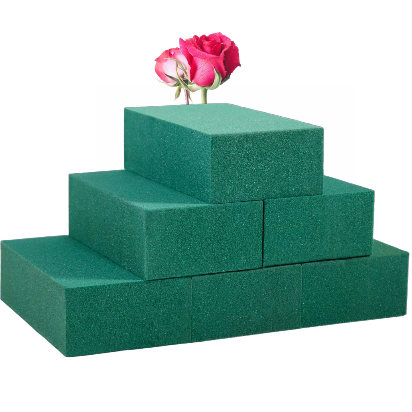 Pack of 6 Floral Foam Blocks (5.5" L x 3.1" W x 1.7" H), Green Wet and Dry Foam for Flower Arrangements, DIY Crafts, and Weddings