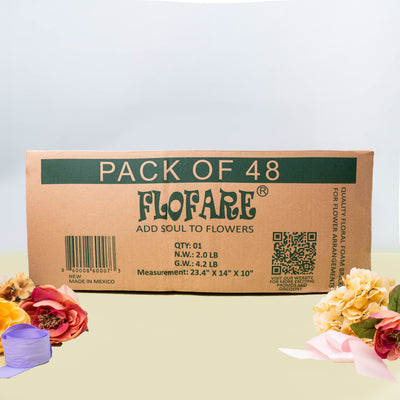 Bulk Pack of 48 Floral Foam Blocks (7.8” L x 3.5” W x 2.4” H), Wet & Dry Foam for Flower Arrangements