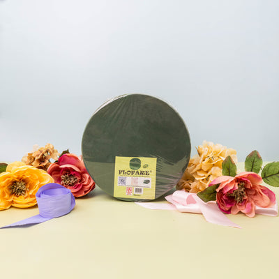 FLOFARE Pack of 4 Round Floral Foam Blocks (8" Diameter x 1.5" Height), Wet & Dry Green Flower Foam for Flower Arrangements, Florist Foam, and Floral Decorations