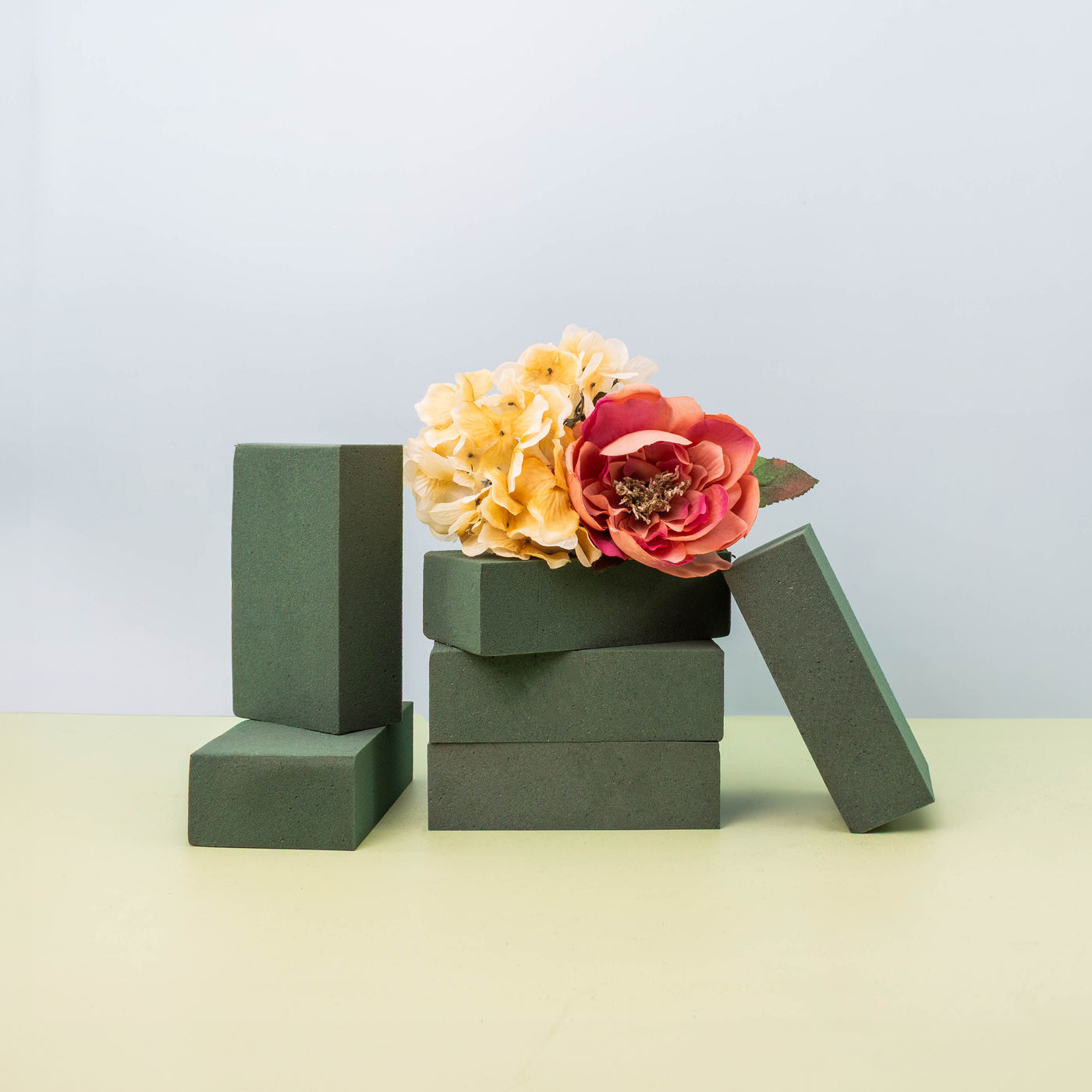 Pack of 6 Floral Foam Blocks (5.5" L x 3.1" W x 1.7" H), Green Wet and Dry Foam for Flower Arrangements, DIY Crafts, and Weddings