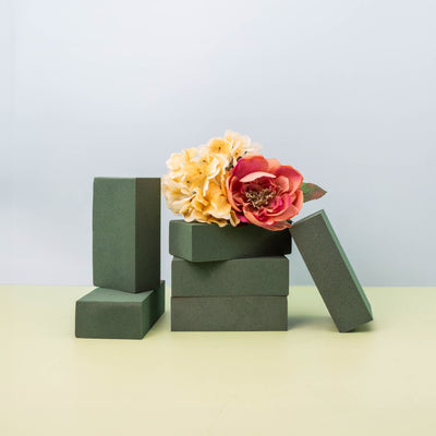 Pack of 6 Floral Foam Blocks (5.5" L x 3.1" W x 1.7" H), Green Wet and Dry Foam for Flower Arrangements, DIY Crafts, and Weddings