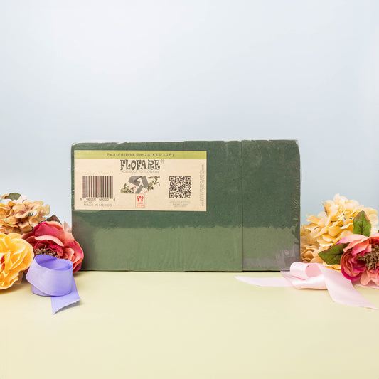 FLOFARE Pack of 8 Floral Foam Blocks (7.8” L x 3.5” W x 2.4” H), Wet and Dry Floral Foam for Flower Arrangements & DIY Floral Decorations
