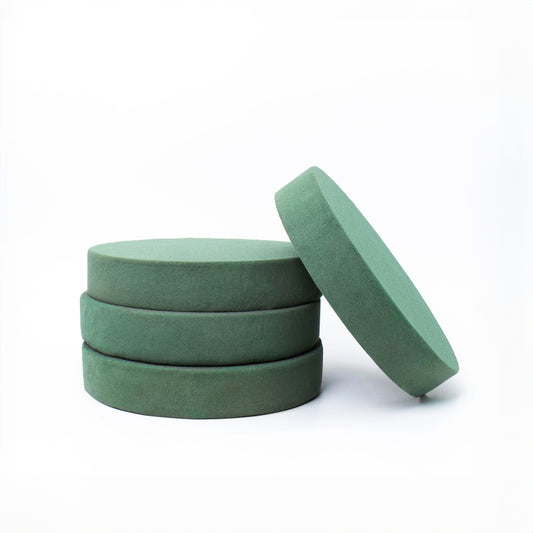 FLOFARE Pack of 4 Round Floral Foam Blocks (8" Diameter x 1.5" Height), Wet & Dry Green Flower Foam for Flower Arrangements, Florist Foam, and Floral Decorations