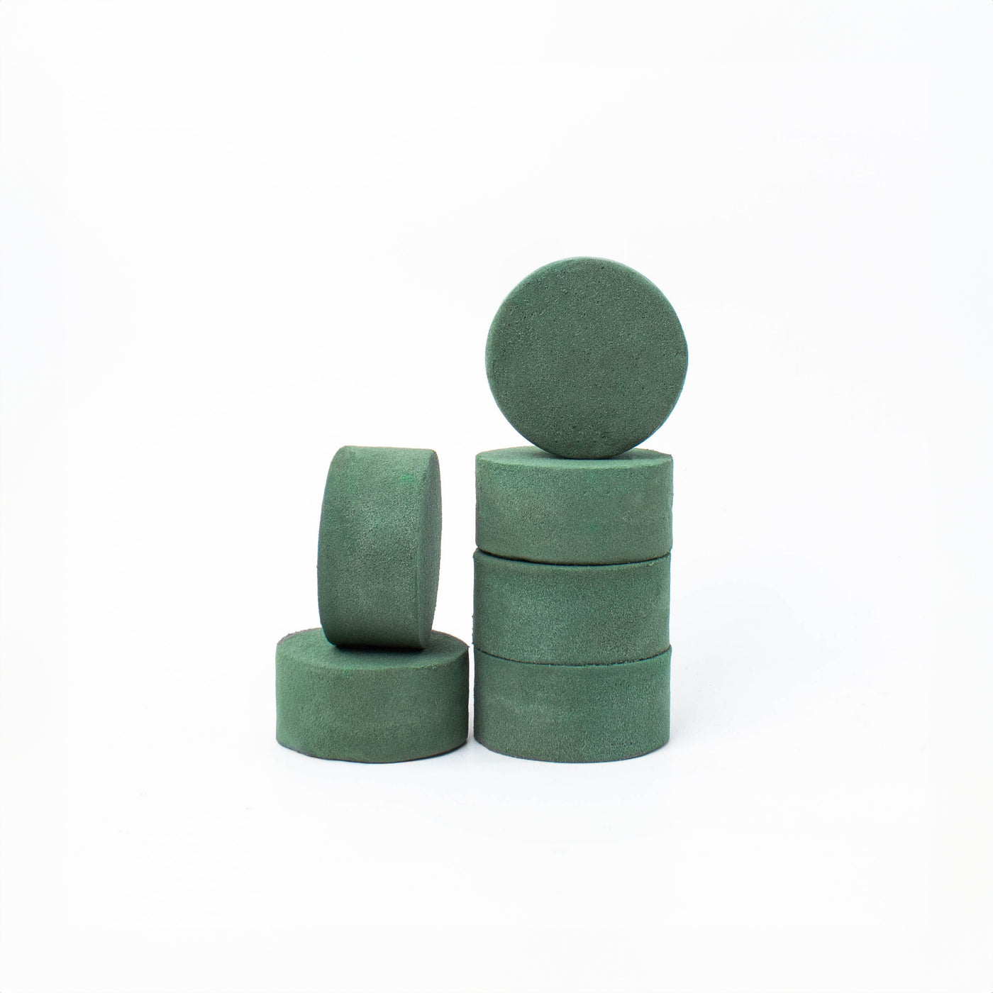 FLOFARE Pack of 6 Round Floral Foam Blocks (3" Diameter x 1.5" H) for Wet & Dry Flower Arrangements