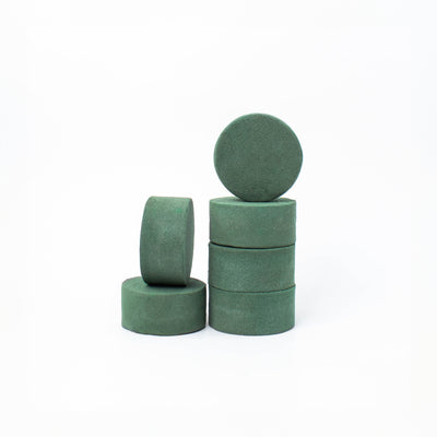 FLOFARE Pack of 6 Round Floral Foam Blocks (3" Diameter x 1.5" H) for Wet & Dry Flower Arrangements