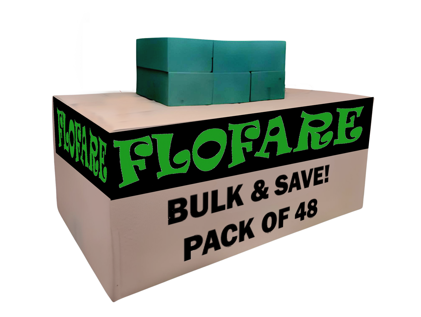 Bulk Pack of 48 Floral Foam Blocks (7.8” L x 3.5” W x 2.4” H), Wet & Dry Foam for Flower Arrangements