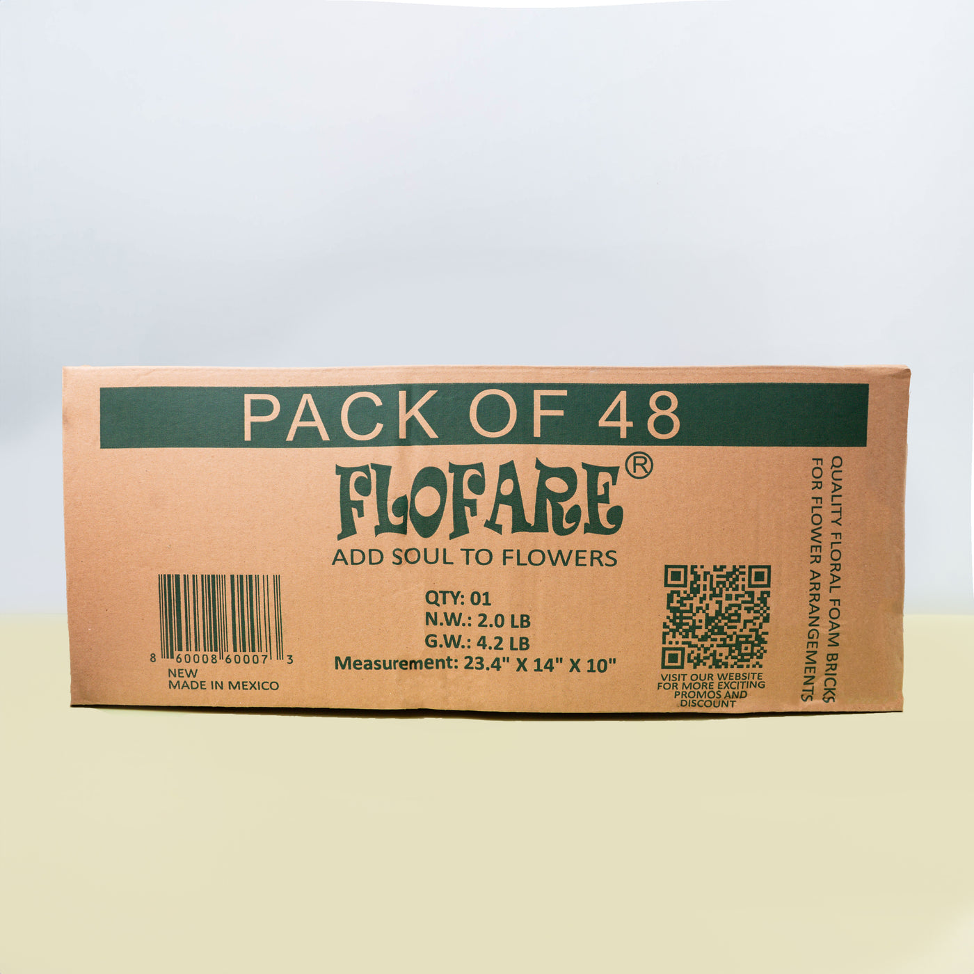 Bulk Pack of 48 Floral Foam Blocks (7.8” L x 3.5” W x 2.4” H), Wet & Dry Foam for Flower Arrangements