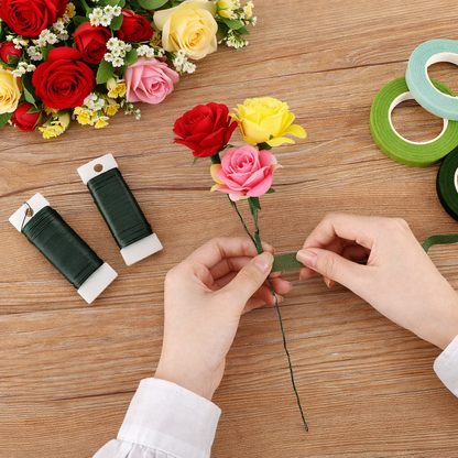 Green Floral Paddle Wire 22 Gauge – 3 Rolls (117 Yards) Flexible Florist Wire for Floral Arrangements, Wreaths, Crafts & Garden Support