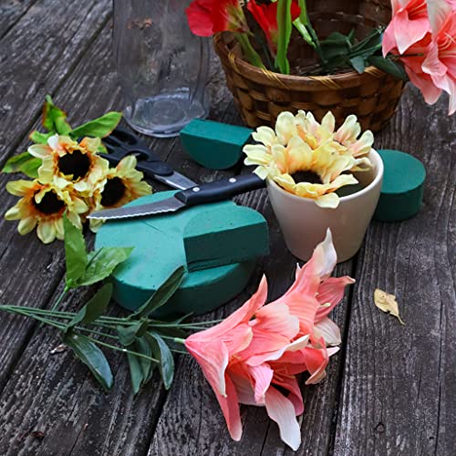 FLOFARE Pack of 6 Round Floral Foam Blocks (6" Diameter x 1.5" Height), Dry & Wet Green Foam for Flower Arrangements, Florist Supplies